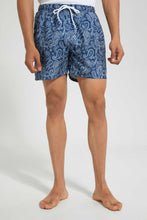 تنزيل الصورة على معرض الصور، Redtag-Blue-Pesley-Print-Swim-Short-Swimwear--
