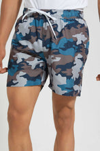 تنزيل الصورة على معرض الصور، Redtag-Blue-Camo-Print-Swim-Short-Swimwear--
