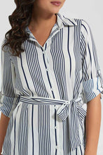 Load image into Gallery viewer, Redtag-Assorted-Striped-Button-Front-Belted-Tunic-Shirt-Casual-Shirts-Women&#39;s-
