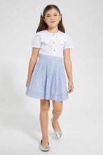 Load image into Gallery viewer, Redtag-Blue-Striped-Pleated-Skirt-Skirts-Girls-2 to 8 Years
