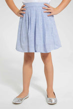 Load image into Gallery viewer, Redtag-Blue-Striped-Pleated-Skirt-Skirts-Girls-2 to 8 Years
