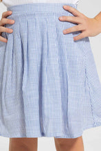 Load image into Gallery viewer, Redtag-Blue-Striped-Pleated-Skirt-Skirts-Girls-2 to 8 Years
