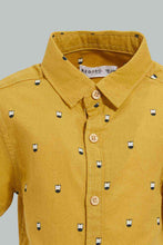 تنزيل الصورة على معرض الصور، Redtag-White-And-Mustard-Linen-2-Pack-Ss-Shirt-Casual-Shirts-Infant-Boys-3 to 24 Months
