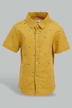 تنزيل الصورة على معرض الصور، Redtag-White-And-Mustard-Linen-2-Pack-Ss-Shirt-Casual-Shirts-Infant-Boys-3 to 24 Months
