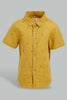 Redtag-White-And-Mustard-Linen-2-Pack-Ss-Shirt-Casual-Shirts-Infant-Boys-3 to 24 Months