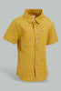 Redtag-White-And-Mustard-Linen-2-Pack-Ss-Shirt-Casual-Shirts-Infant-Boys-3 to 24 Months