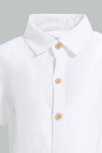 تنزيل الصورة على معرض الصور، Redtag-White-And-Mustard-Linen-2-Pack-Ss-Shirt-Casual-Shirts-Infant-Boys-3 to 24 Months
