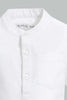 Redtag-White-Dobby-Short-Sleeve-Mandarin-Shirt-Casual-Shirts-Infant-Boys-3 to 24 Months