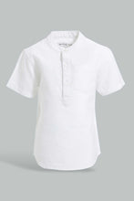 Load image into Gallery viewer, Redtag-White-Dobby-Short-Sleeve-Mandarin-Shirt-Casual-Shirts-Infant-Boys-3 to 24 Months
