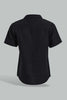 Redtag-Black-Dobby-Short-Sleeve-Mandarin-Shirt-Casual-Shirts-Infant-Boys-3 to 24 Months