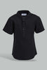 Redtag-Black-Dobby-Short-Sleeve-Mandarin-Shirt-Casual-Shirts-Infant-Boys-3 to 24 Months