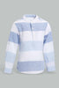 Redtag-Blue-And-White-Striped-Mandarin-Roll-Up-Ls-Shirt-Casual-Shirts-Infant-Boys-3 to 24 Months