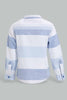 Redtag-Blue-And-White-Striped-Mandarin-Roll-Up-Ls-Shirt-Casual-Shirts-Infant-Boys-3 to 24 Months