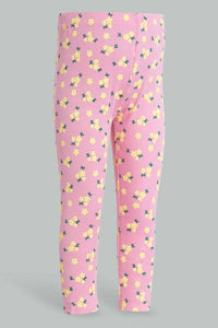 Pink And White Legging For Infant Girls (2 Piece)