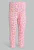 Pink And White Legging For Infant Girls (2 Piece)