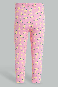 Pink And White Legging For Infant Girls (2 Piece)