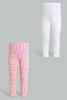 Pink And White Legging For Infant Girls (2 Piece)