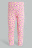 Pink And White Legging For Infant Girls (2 Piece)