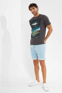 Redtag-Light-Wash-5-Pocket-Knit-Denim-Short-Category:Shorts,-Colour:Light-Wash,-Filter:Men's-Clothing,-Men-Shorts,-New-In,-New-In-Men,-Non-Sale,-S22D,-Section:Men-Men's-