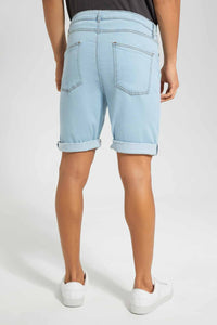 Redtag-Light-Wash-5-Pocket-Knit-Denim-Short-Category:Shorts,-Colour:Light-Wash,-Filter:Men's-Clothing,-Men-Shorts,-New-In,-New-In-Men,-Non-Sale,-S22D,-Section:Men-Men's-