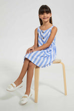 Load image into Gallery viewer, Redtag-Blue-Stripped-Shirt-Dress-Dresses-Girls-2 to 8 Years
