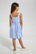 Load image into Gallery viewer, Redtag-Blue-Stripped-Shirt-Dress-Dresses-Girls-2 to 8 Years
