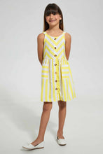 Load image into Gallery viewer, Redtag-Yellow-Stripped-Shirt-Dress-Dresses-Girls-2 to 8 Years
