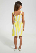 Load image into Gallery viewer, Redtag-Yellow-Stripped-Shirt-Dress-Dresses-Girls-2 to 8 Years
