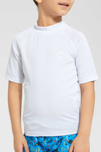 تنزيل الصورة على معرض الصور، Redtag-White-Swm-Rash-Vest-Graphic-T-Shirts-Boys-2 to 8 Years
