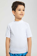 تنزيل الصورة على معرض الصور، Redtag-White-Swm-Rash-Vest-Graphic-T-Shirts-Boys-2 to 8 Years
