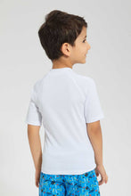 تنزيل الصورة على معرض الصور، Redtag-White-Swm-Rash-Vest-Graphic-T-Shirts-Boys-2 to 8 Years
