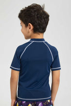 تنزيل الصورة على معرض الصور، Redtag-Navy-Swm-Rash-Vest-Graphic-T-Shirts-Boys-2 to 8 Years
