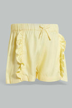 تنزيل الصورة على معرض الصور، Redtag-Yellow-Front-Frill-Short-Casual-Shorts-Infant-Girls-3 to 24 Months
