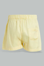 تنزيل الصورة على معرض الصور، Redtag-Yellow-Front-Frill-Short-Casual-Shorts-Infant-Girls-3 to 24 Months
