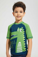 Load image into Gallery viewer, Redtag-Blue-Print-Swm-Rash-Vest-Graphic-T-Shirts-Boys-2 to 8 Years
