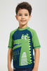 Redtag-Blue-Print-Swm-Rash-Vest-Graphic-T-Shirts-Boys-2 to 8 Years