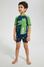 Load image into Gallery viewer, Redtag-Blue-Print-Swm-Rash-Vest-Graphic-T-Shirts-Boys-2 to 8 Years
