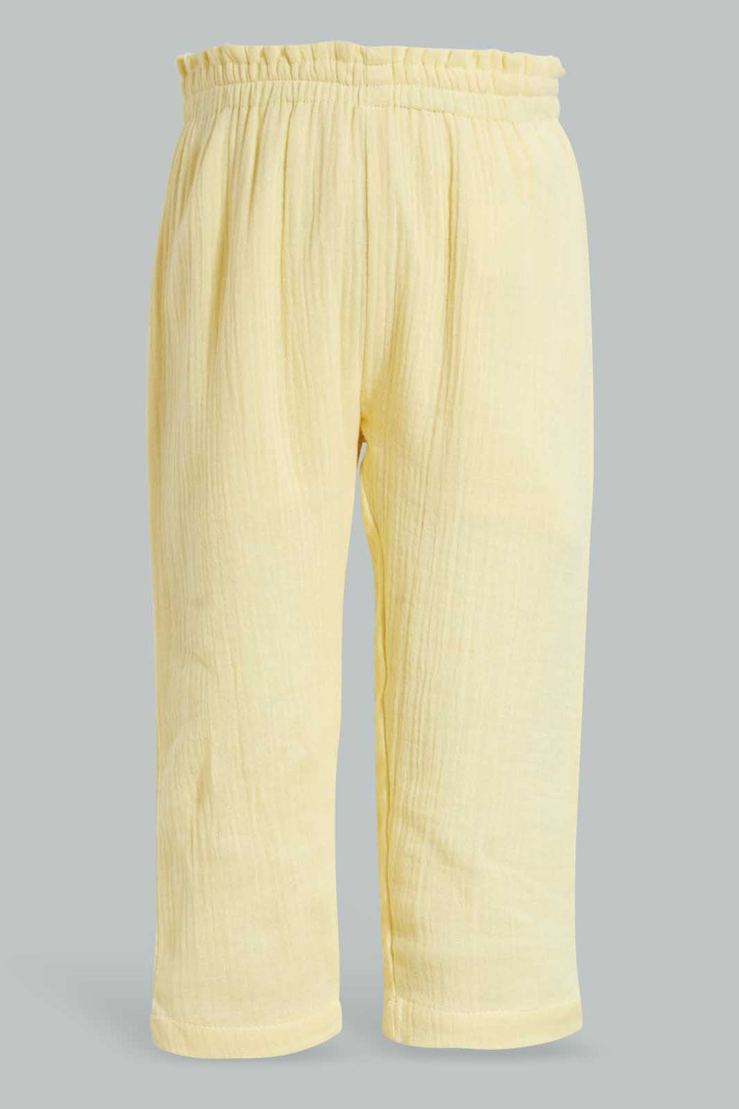 Redtag-Yellow-Solid-Wrinkeled-Trouser-Trousers-Infant-Girls-3 to 24 Months