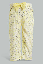 تنزيل الصورة على معرض الصور، Redtag-Yellow-Floral-Printed-Bow-Trouser-Trousers-Infant-Girls-3 to 24 Months
