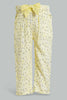 Redtag-Yellow-Floral-Printed-Bow-Trouser-Trousers-Infant-Girls-3 to 24 Months