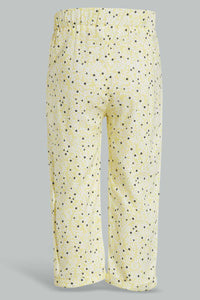 Redtag-Yellow-Floral-Printed-Bow-Trouser-Trousers-Infant-Girls-3 to 24 Months