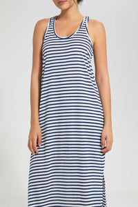 Redtag-Navy/White-Stripe-Yarn-Dyed-NighT-Shirt-Nightshirts-Women's-