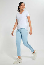 Load image into Gallery viewer, Redtag-Light-Blue-Plain-Pyjama-Bottom-With-Side-Piping-Pyjama-Bottoms-Women&#39;s-
