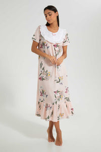 Redtag-Pink-Rayon-Printed-Nightgowns-Women's-