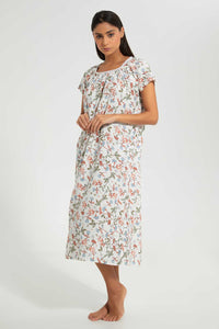 Redtag-Ivory-Floral-Printed-Nightgown-Nightgowns-Women's-