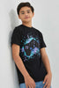 Redtag-Black-Bsr-Splatter-Gaming-Controller-T-Shirt-Graphic-T-Shirts-Senior-Boys-9 to 14 Years
