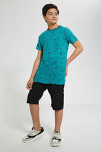 Load image into Gallery viewer, Redtag-Green-Bsr-Splatter-T-Shirt-Graphic-T-Shirts-Senior-Boys-9 to 14 Years
