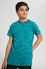 Redtag-Green-Bsr-Splatter-T-Shirt-Graphic-T-Shirts-Senior-Boys-9 to 14 Years