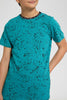 Redtag-Green-Bsr-Splatter-T-Shirt-Graphic-T-Shirts-Senior-Boys-9 to 14 Years