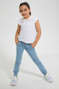 Redtag-White-Collared-Blouse-Blouses-Girls-2 to 8 Years